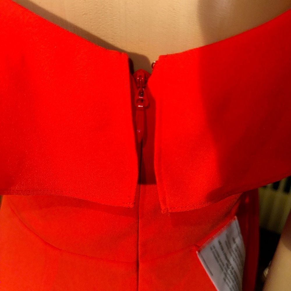 BCBG MaxAzria Mini Ruffle Dress cherry tomato sz 6 NWT - Picture 5 of 10